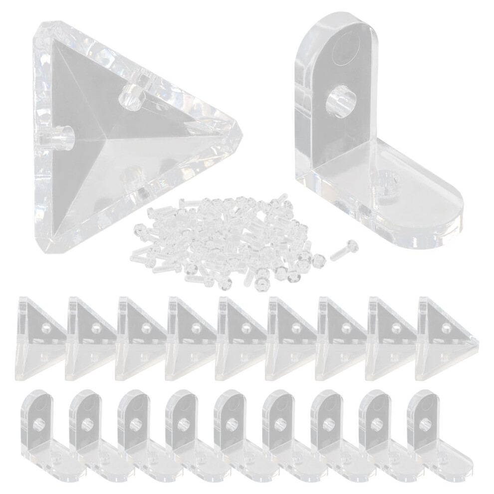 20 Pack Acrylic Corner Brackets Clear Lshaped And Triangle Shelf Supports Transparent Durable Furniture 9189345615856