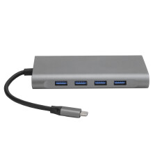 Hub USB C 11 in 1, docking station da viaggio per MacBook con HDMI 4K, VGA, Ethernet, lettore di schede SD, porta AUX, ricarica PD - Design di