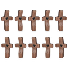 Handmade Walnut Pocket Prayer Cross 10pcs – Smooth Wooden Christian Gift for Comfort and Stress Relief