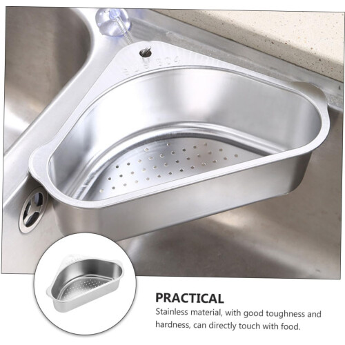 Kitchen Sink Drain Basket Retractable Stainless Steel Sink Rack with Triangular Fast Draining Design 2