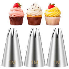 1M Cake Decorating Tips Set, Stainless Steel Large Star Piping Nozzles for Cupcakes and Cakes, 3pcs