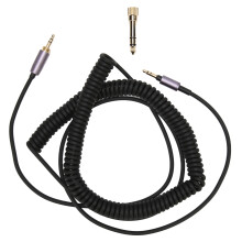 Verlengsnoer met vergulde uiteinden, ruisonderdrukking, rekbare en uitschuifbare spiraalvormige audiokabel, universeel compatibel.