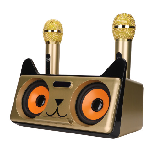 Μηχανή καραόκε vintage στυλ με Bluetooth4.2 και διπλά ασύρματα μικρόφωνα, 1