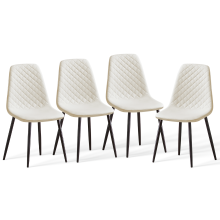 Set of 4 Dining Chairs PU Beige Padded Seat