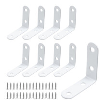 8PCS White 2 Inch L Shelf Brackets Stainless Steel Corner Braces 90 Right Angle Support with Screws