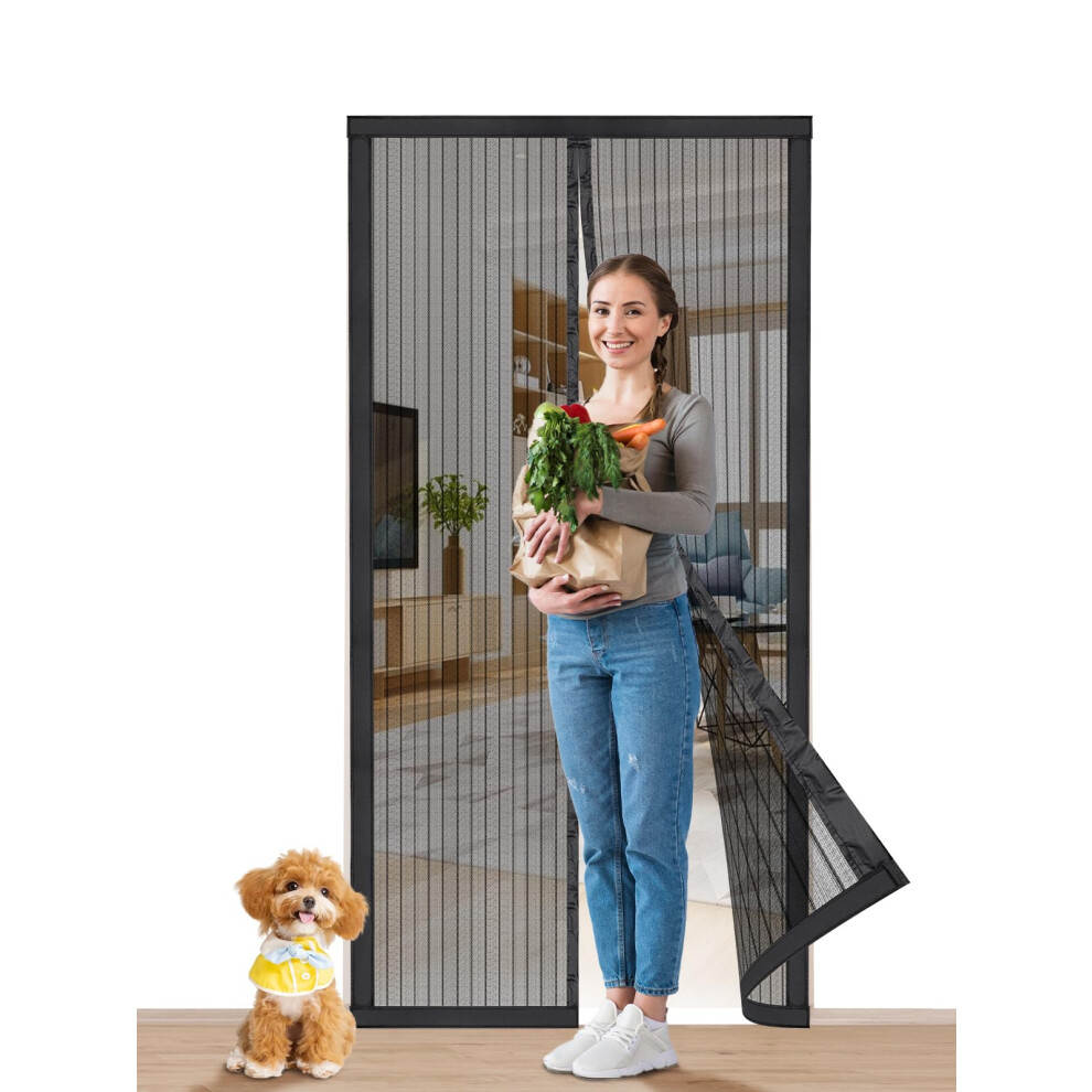 Magnetic Screen Door 36X82 Inch Retractable Mesh With Hands Closure, Pet Friendly, Keeps Bugs Out 9189345616204