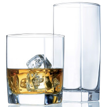 Coll's Daily Drinking Glass Set for Cocktails, Iced Coffee, Iced Tea, Whiskey, Water, 8 Tall Glasses and 8 Short Old Fashioned Glasses