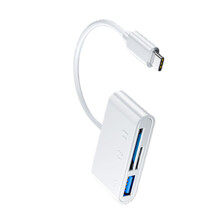 Lecteur de carte USB C 3 en 1, convertisseur de lecteur de-Blanc