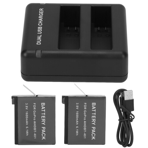 Διπλός φορτιστής USB για κάμερα δράσης, επαναφορτιζόμενες μπαταρίες, γρήγορη
