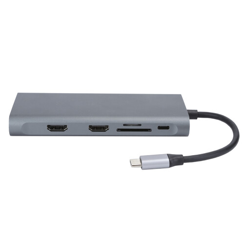 Πολυθυρικός προσαρμογέας Hub12In1, USB C Hub με διπλές θύρες HDMI, θύρα δεδομένων USBC εξόδου 1