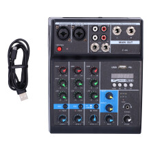 Stereo DJ-audiomixer met Bluetooth-USB-interface, 4-kanaals livemixer met winddichte, afgedichte bedieningselementen en milieuvriendelijk ontwerp.