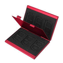 Aluminum Alloy Memory Card Case Protective Lining For-Red