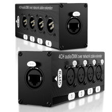 4 Channel XLR to Ethernet Adapter for DMX Lighting Control over CAT5, 300ft LongDistance Connectivity