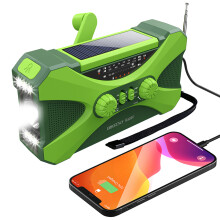 Radio portátil solar con manivela AM/FM/NOAA con alerta meteorológica, batería recargable de 5000 mAh para aventuras al aire libre,