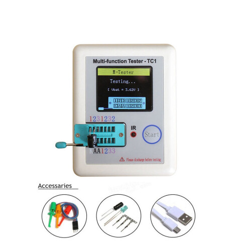 Multi-Function Tester,LCR-TC1 Transistor Tester TFT Diode Triode Capacitance Meter NPN PNP MOSFET,Pocke Colorful Display 1