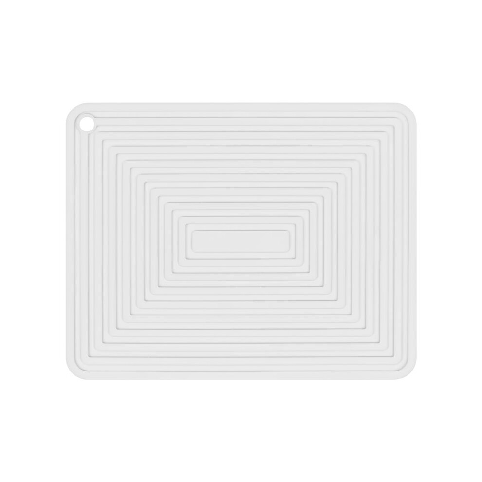 Large Silicone Pot Holder Square Thick Heat Insulation Pad Non-Slip Corrugated Kitchen Table Mat(White) White 6131667506865