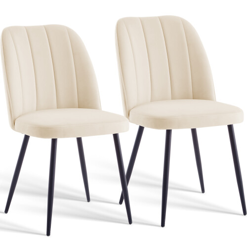 AINPECCA (Beige, 2PCS) Dining Chairs Padded Seat Velvet