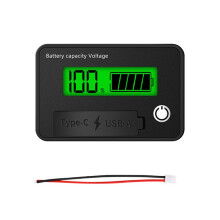 8-30V LCD Digital Battery Voltmeter Capacity Indicator Lithium Acid Battery Voltage Tester Meter Tool TypeC Output,C