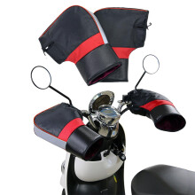Waterproof Windproof Motorcycle Handlebar Muffs with Plush Fleece Warmth and Reflective Safety Strip