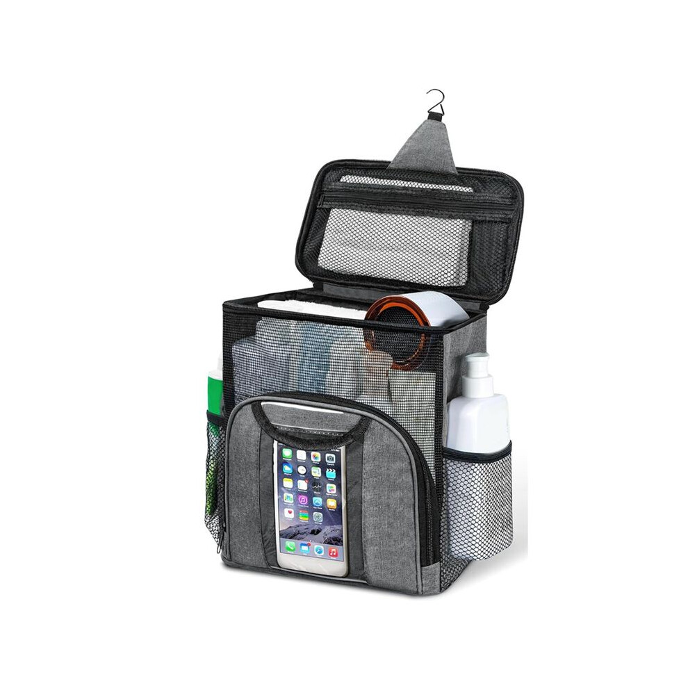 Large Capacity Portable Shower Dorm For College Essentials, Separate Compartment Hanging Toiletry Bag Gray 4711493896044