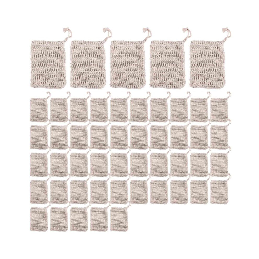 Torribaly Shower Bath Sisal Soap Bag Natural Sisal Soap Bag Exfoliating Soap Saver Pouch Holder 50Pcs