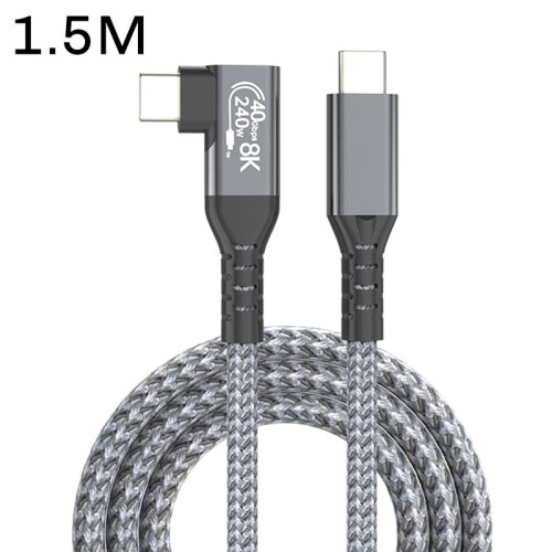 USB 4 Cable 90 40Gbps USB4 Type C Data Cable Fast Charging PD 240W, 8K Video Transfer 1.5M 1