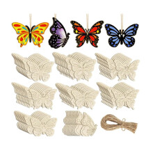 40PCS Wooden Hollow Butterfly Ornaments to Paint, 8 Styles DIY Blank Unfinished Wood Cutouts Ornament for Crafts Hanging