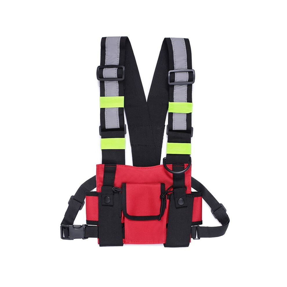 Walkie Talkie Double Chest Bag Radio Reflective Chest Harness Holder Bag Vest Rig Walkie Talkies Front Pack Pouch Case D 6134218558597