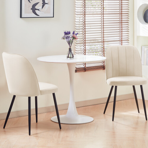 AINPECCA (Beige, 2PCS) Dining Chairs Padded Seat Velvet 1