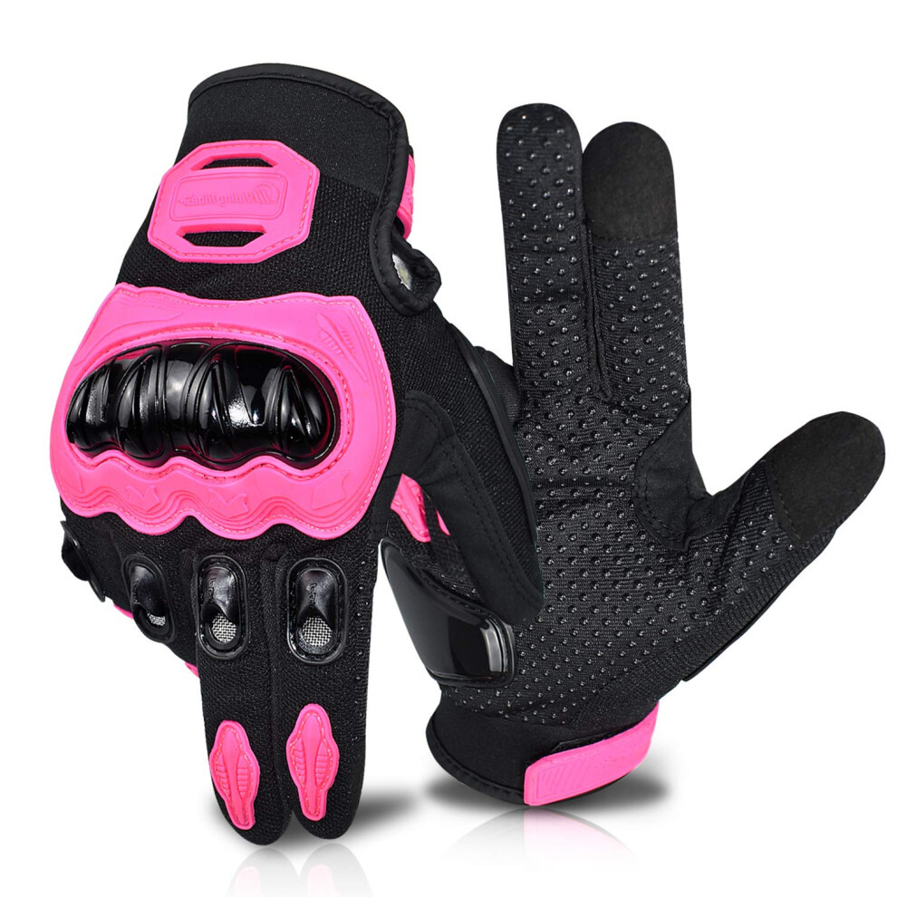 Motorcycle Gloves For Women Summer Touchscreen Full Finger Protective Breathable Riding Medium Pink 9001264031794