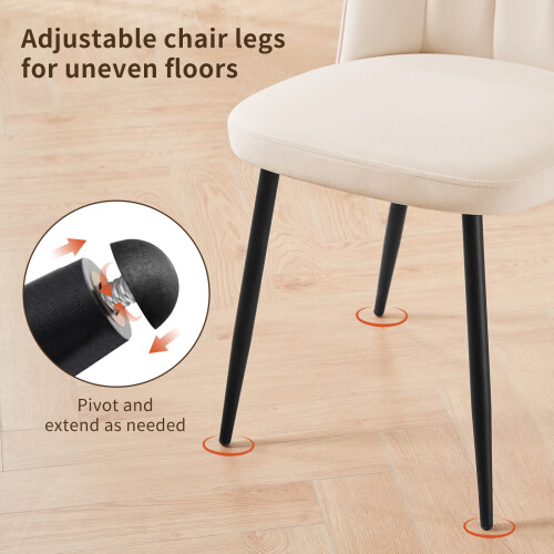 AINPECCA (Beige, 2PCS) Dining Chairs Padded Seat Velvet 2