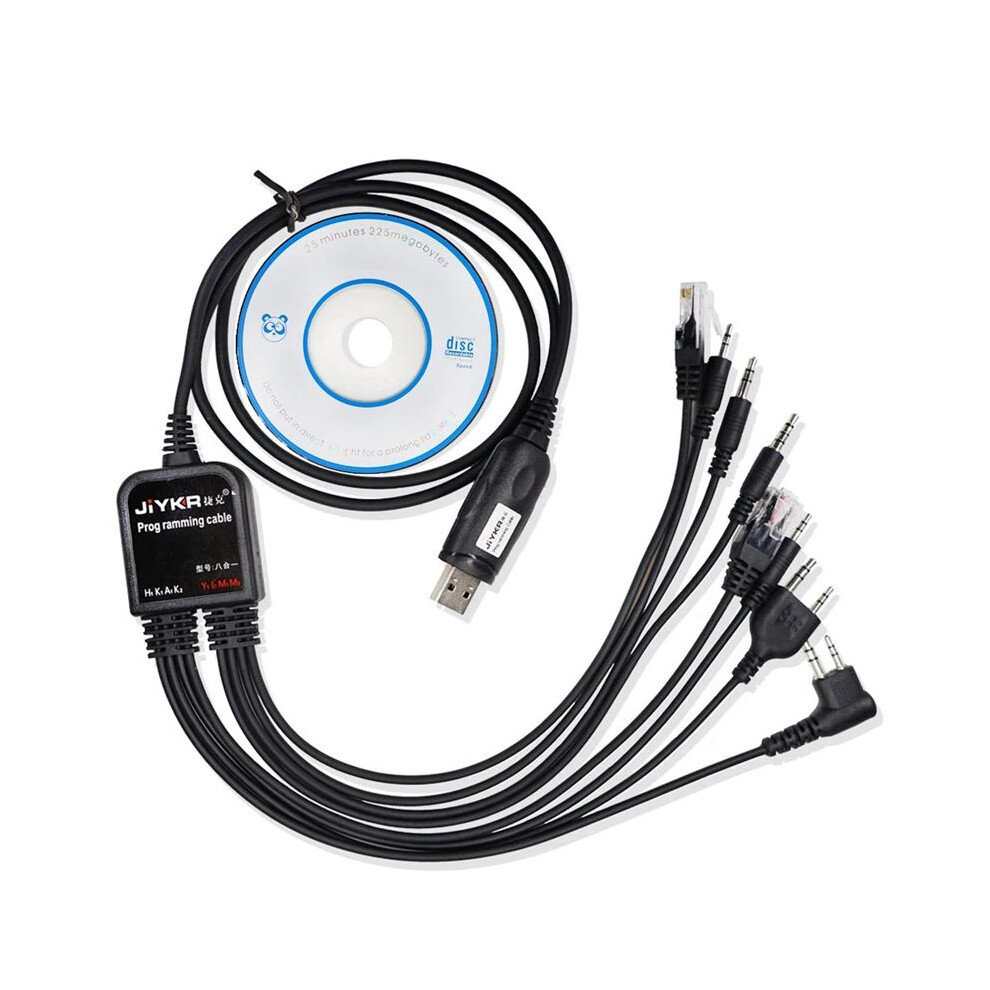 8 In 1 Usb Programming Cable For Baofeng Kenwood Axu4100 Yaesu Icom Walkie Talkie Radio Car Radio Cd Software Black 6132671368036