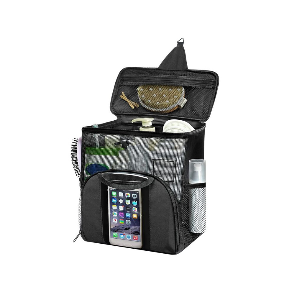 Large Capacity Portable Shower Dorm For College Essentials, Separate Compartment Hanging Toiletry Bag Black 4712279869450