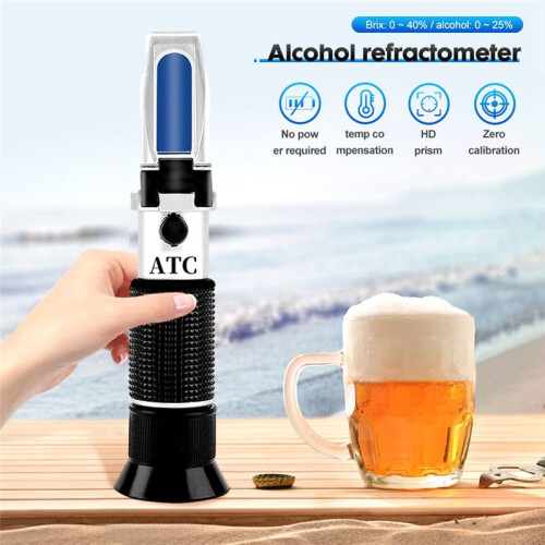 Wine Tester Handheld Refractometer Sugar Content Tester Sugar 0-40% Alcohol 0-25% Alcohol Tester 2