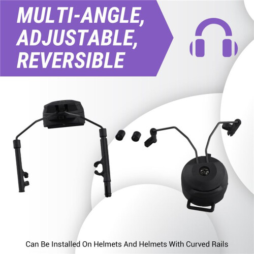 Pickup Headphones Rail Bracket Multi-Angle Adjustable Flip Ear Cups Fixed Bracket Helmet Accessories Black 1