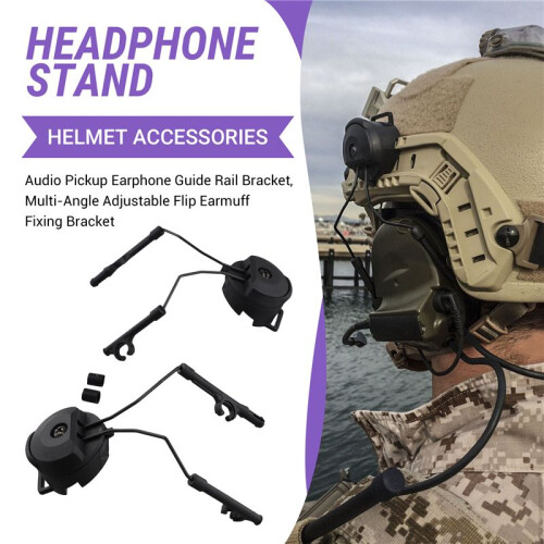 Pickup Headphones Rail Bracket Multi-Angle Adjustable Flip Ear Cups Fixed Bracket Helmet Accessories Black 2