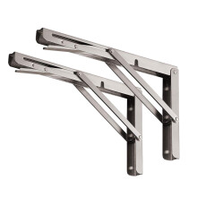 2 Pack 12 inch Folding Shelf Brackets Heavy Duty Stainless Steel Collapsible Shelf Bracket for Table Work Bench, Space Saving DIY Bracket,Max Load: