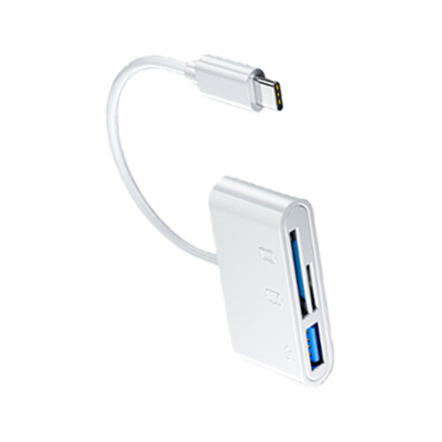 USB-C-Kartenleser, Kartenleser-Konverter USB C auf mit USB-Weiß