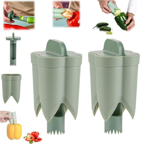2Pcs Pepper Corer, Bell Peppers Seed Core Remover Chili Peppers Seed Fruit Vegetable Core Separator Device 1