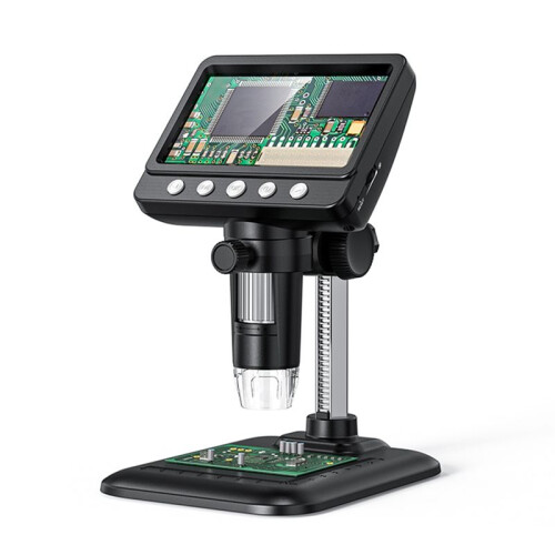 Digital Microscope, 4.3inch LCD USB Microscope, 1080P Magnifier with 8 Adjustable LED Lights, PC View, for Adults Kids