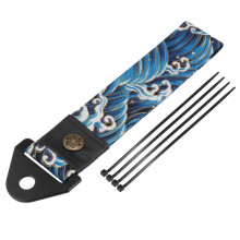 Universal Car Tow Strap with Racing Tow Hook, Sea Waves Pattern, Durable for Sports Cars