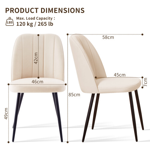 AINPECCA (Beige, 4PCS) Dining Chairs Padded Seat Velvet 1