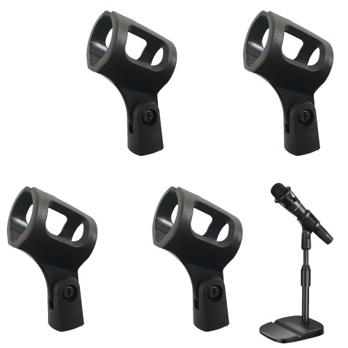 4pcs Adjustable Microphone Clip Set for Stand, Universal Mic Holder for Wireless Handheld Mics