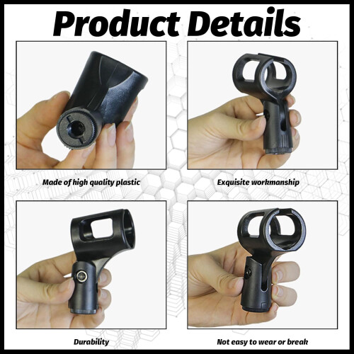 4pcs Adjustable Microphone Clip Set for Stand, Universal Mic Holder for Wireless Handheld Mics 1