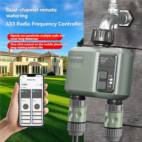 RF433 Dual-Channel Remote Control Automatic Watering Device Mobile Phone WiFi Timed Watering UK Plug 2