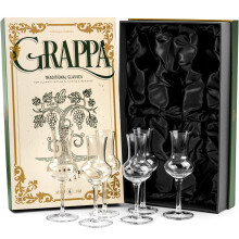 Grappa Glasses Set of 6 Italian Tulip Shaped Crystal Liqueur Glasses for Maximized Aroma Nosing