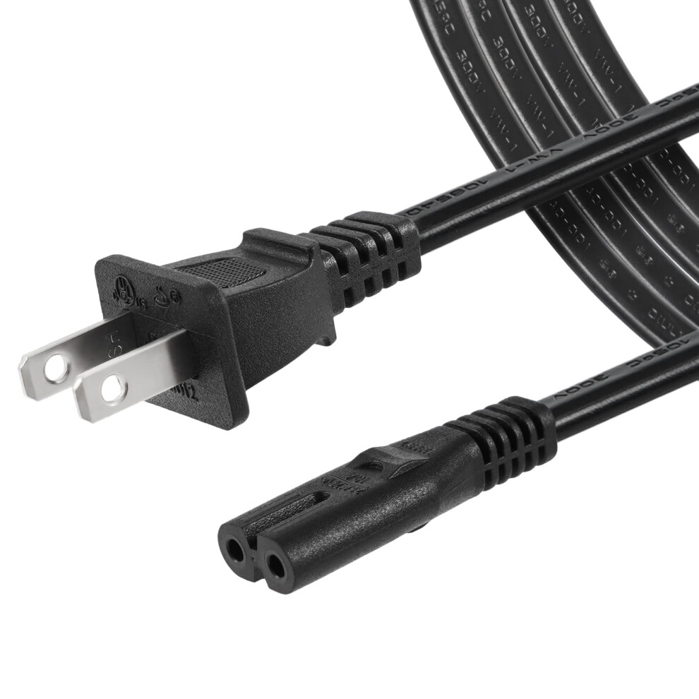 6Ft 2 Prong Power Cord For Tcl Roku Tv, Universal Ac Cable Replacement With Secure Nonpolarized Plug 9426802863864