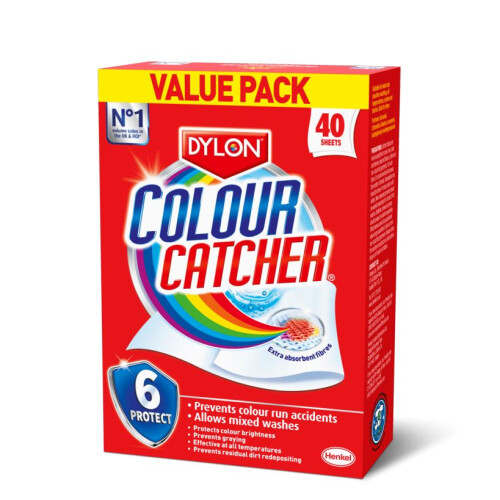 Dylon Colour Catcher Colour Protection Laundry Sheets to Prevent Colour Run, 40 Sheets
