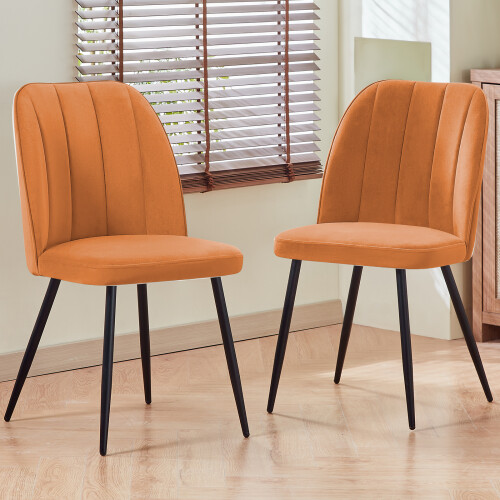 AINPECCA (Orange, 2PCS)Velvet Dining Chairs Padded seat