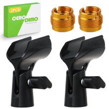 2 Pcs Adjustable Microphone Clip Set, Universal Mic Holder with Screw Adapter for Stand